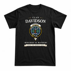 Davidson of Tulloch Tartan Crest Mischief and Mayhem T-shirt