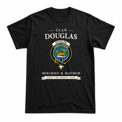 Douglas Ancient Tartan Crest Mischief and Mayhem T-shirt