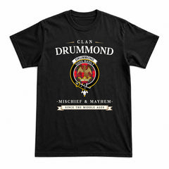 Drummond Modern Tartan Crest Mischief and Mayhem T-shirt