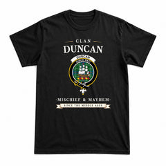 Duncan Ancient Tartan Crest Mischief and Mayhem T-shirt