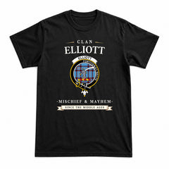 Elliott Ancient Tartan Crest Mischief and Mayhem T-shirt