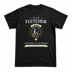 Fletcher Modern Tartan Crest Mischief and Mayhem T-shirt