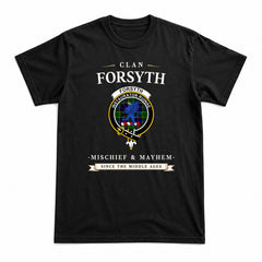 Forsyth Modern Tartan Crest Mischief and Mayhem T-shirt