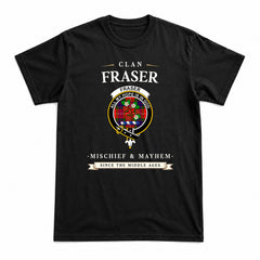 Fraser Tartan Crest Mischief and Mayhem T-shirt