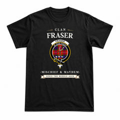 Fraser (of Lovat) Modern Tartan Crest Mischief and Mayhem T-shirt