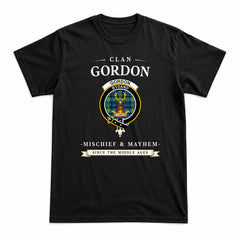 Gordon Ancient Tartan Crest Mischief and Mayhem T-shirt