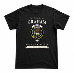 Graham of Montrose Modern Tartan Crest Mischief and Mayhem T-shirt