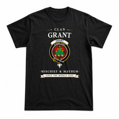 Grant Modern Tartan Crest Mischief and Mayhem T-shirt