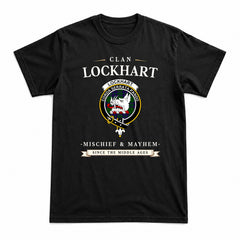 Lockhart Modern Tartan Crest Mischief and Mayhem T-shirt