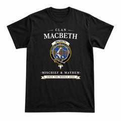 MacBeth Ancient Tartan Crest Mischief and Mayhem T-shirt
