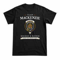 MacKenzie Weathered Tartan Crest Mischief and Mayhem T-shirt