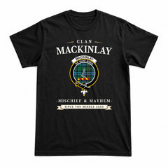MacKinlay Ancient Tartan Crest Mischief and Mayhem T-shirt
