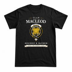 MacLeod of Lewis Ancient Tartan Crest Mischief and Mayhem T-shirt