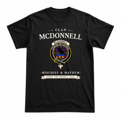 McDonnell of Glengarry Modern Tartan Crest Mischief and Mayhem T-shirt