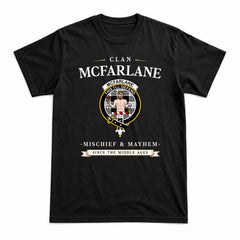 McFarlane Black - White Tartan Crest Mischief and Mayhem T-shirt