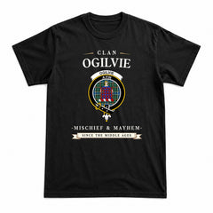 Ogilvie Hunting Ancient Tartan Crest Mischief and Mayhem T-shirt