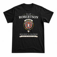 Robertson Ancient Tartan Crest Mischief and Mayhem T-shirt