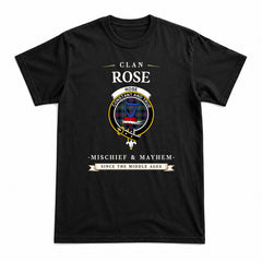 Rose Hunting Modern Tartan Crest Mischief and Mayhem T-shirt