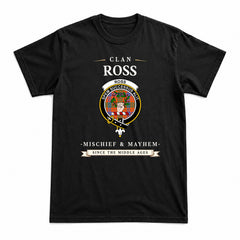 Ross Ancient Tartan Crest Mischief and Mayhem T-shirt