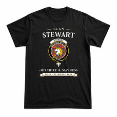 Stewart of Appin Ancient Tartan Crest Mischief and Mayhem T-shirt