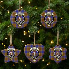 Balfour Modern Tartan Crest Christmas Ceramic Ornament