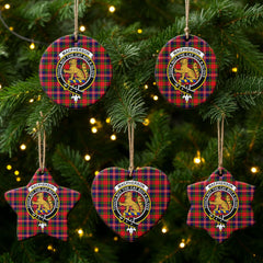 MacPherson Modern Tartan Crest Christmas Ceramic Ornament