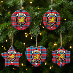 MacTavish Modern Tartan Crest Christmas Ceramic Ornament