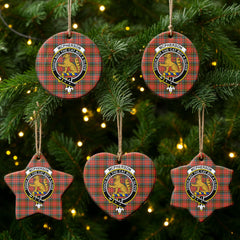 McPherson Weathered Tartan Crest Christmas Ceramic Ornament