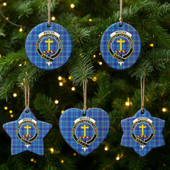 Mercer Modern Tartan Crest Christmas Ceramic Ornament