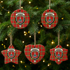 Morrison Red Modern Tartan Crest Christmas Ceramic Ornament