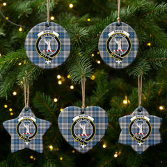Napier Modern Tartan Crest Christmas Ceramic Ornament
