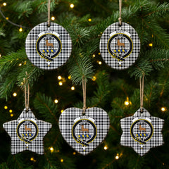 Scott Black & White Modern Tartan Crest Christmas Ceramic Ornament