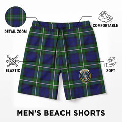 Bannerman Tartan Crest Men's Beach Shorts