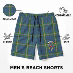 Clelland Tartan Crest Men's Beach Shorts