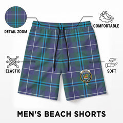 Douglas Modern Tartan Crest Men's Beach Shorts