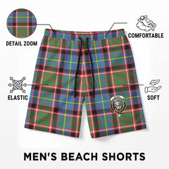 Glass Tartan Crest Men's Beach Shorts