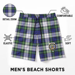 Gordon Dress Modern Tartan Crest Men's Beach Shorts