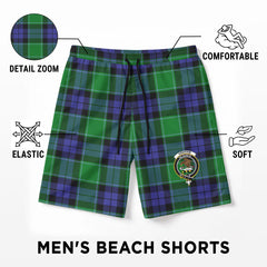Graham of Menteith Modern Tartan Crest Men's Beach Shorts