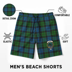 MacKie Tartan Crest Men's Beach Shorts