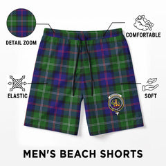 MacThomas Modern Tartan Crest Men's Beach Shorts