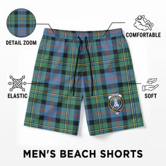 Malcolm Ancient Tartan Crest Men's Beach Shorts