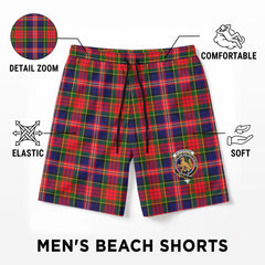McPherson Modern Tartan Crest Men's Beach Shorts