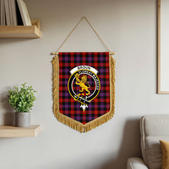 Broun Modern Tartan Crest Wall Hanging Banner - Wood Pole