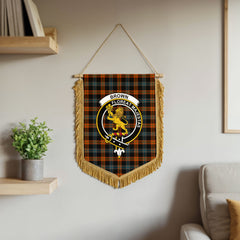 Brown Ancient Tartan Crest Wall Hanging Banner - Wood Pole