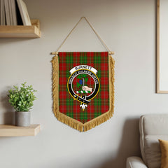 Burnett Tartan Crest Wall Hanging Banner - Wood Pole