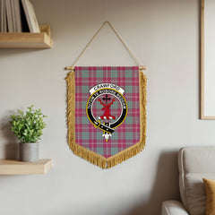 Crawford Ancient Tartan Crest Wall Hanging Banner - Wood Pole