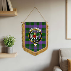 Elphinstone Tartan Crest Wall Hanging Banner - Wood Pole