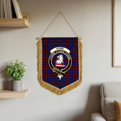 Home Modern Tartan Crest Wall Hanging Banner - Wood Pole