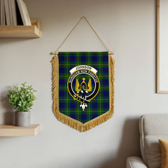 Johnson Modern Tartan Crest Wall Hanging Banner - Wood Pole