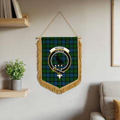 MacKie Tartan Crest Wall Hanging Banner - Wood Pole
